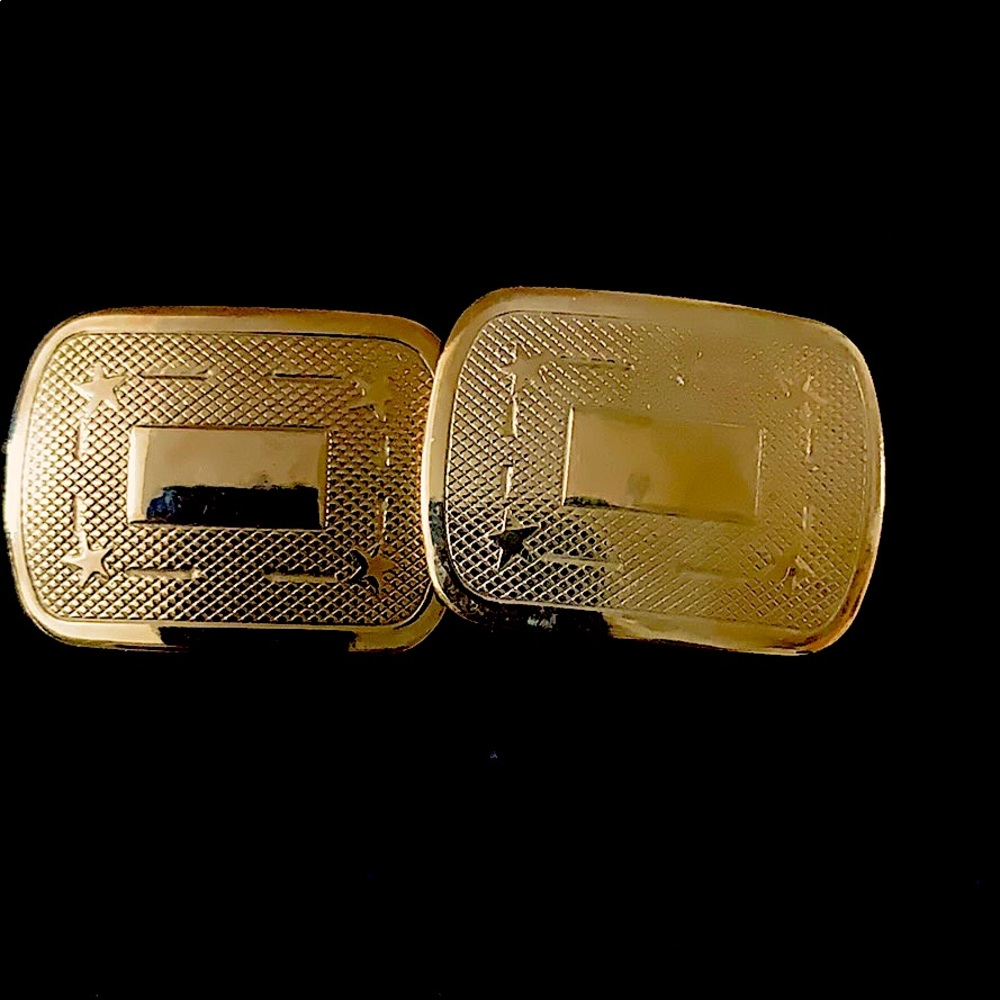Cufflinks With Star Pattern & Space For Initials - image 8